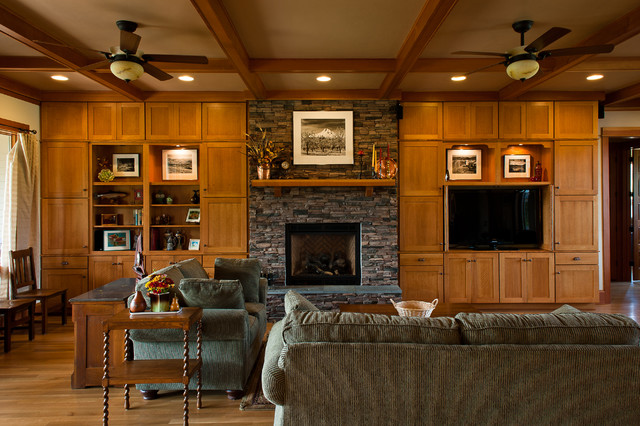 Craftsman Built-in Bookcase and Entertainment Center - Craftsman - Living  Room - Portland - by Allen's Fine Woodworking, Inc. | Houzz