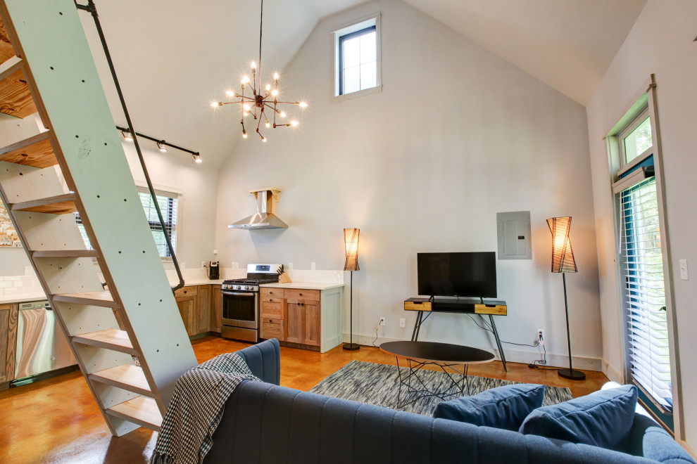 Идея дизайна: гостиная комната среднего размера в стиле кантри