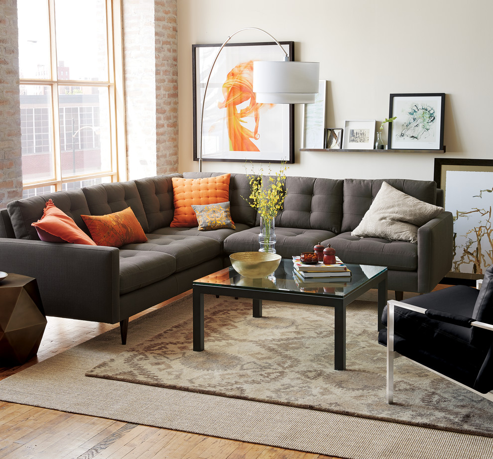 Example of a trendy living room design in Chicago