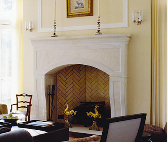 Inspiration for a medium sized traditional formal open plan living room in Chicago with yellow walls and a stone fireplace surround.