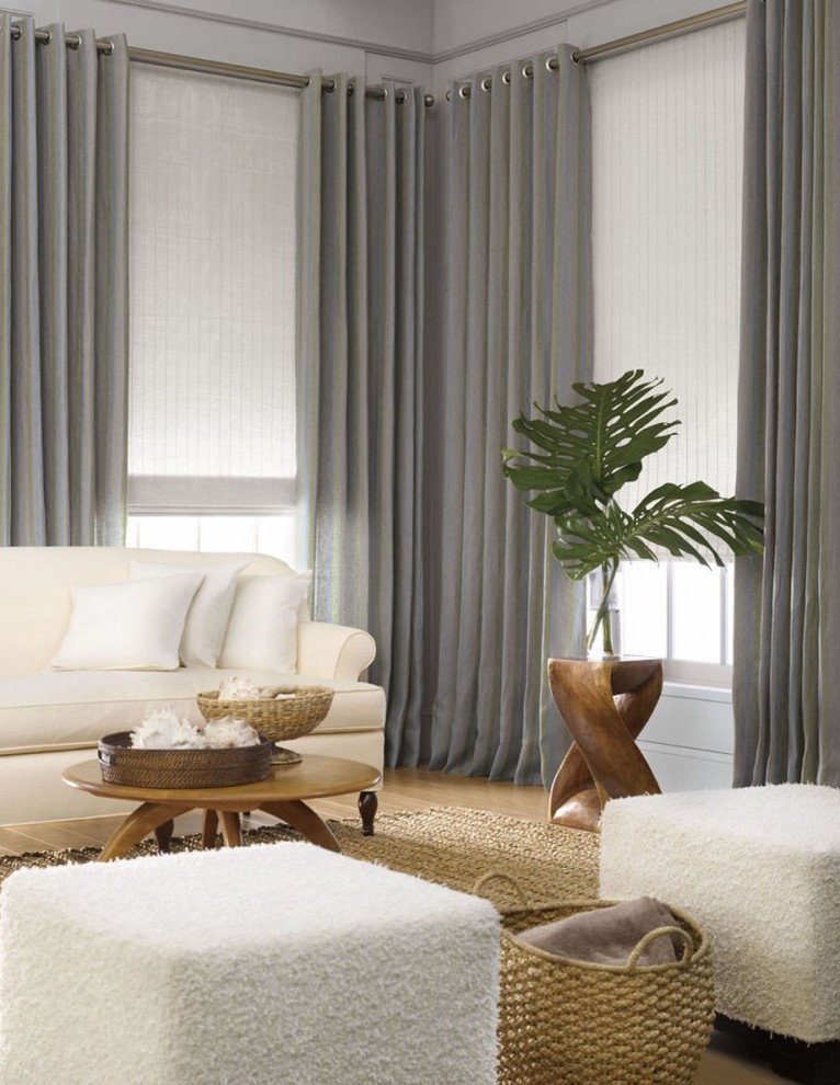 Custom Draperies Contemporary Living Room Houston by The Shade