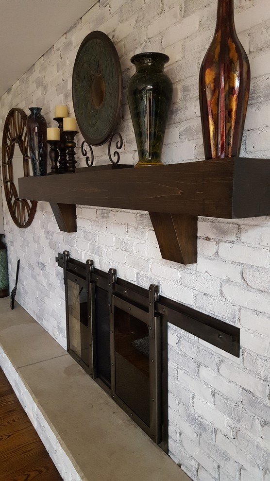 custom fireplace mantel with corbels Transitional Living Room