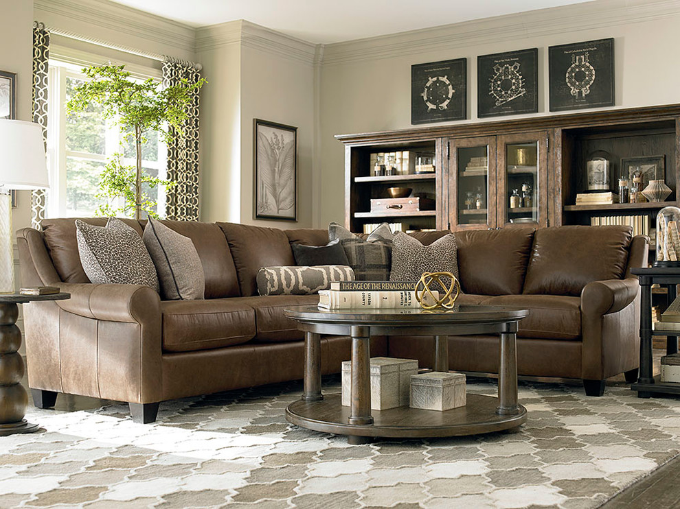Custom Leather Ellery Sectional Living Room by Bassett Furniture ...