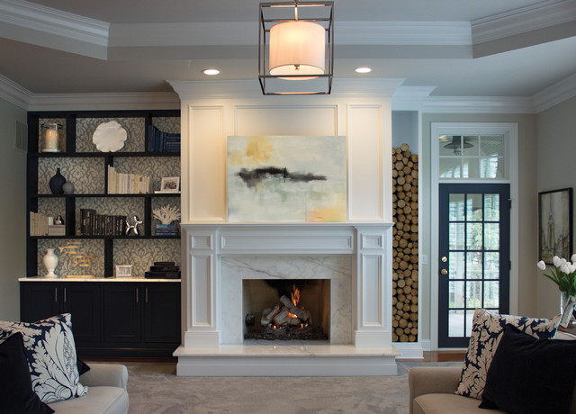 Custom Millwork Fireplace Mantel and Shelving - Transitional - Living Room  - Chicago - by J.B. Brickworks, Inc. | Houzz IE