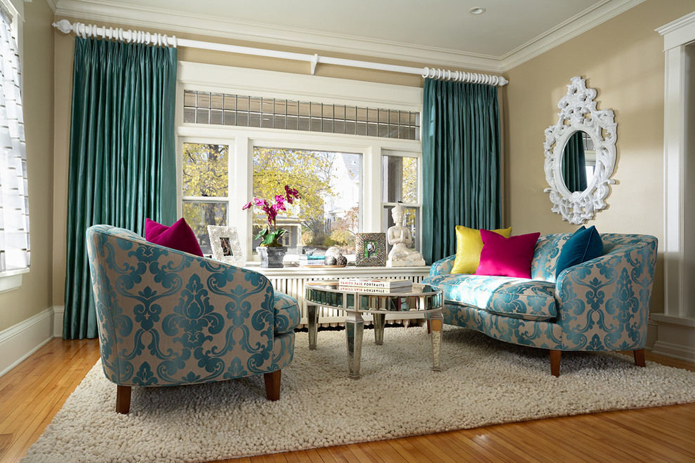 Trendy enclosed living room photo in Minneapolis with beige walls