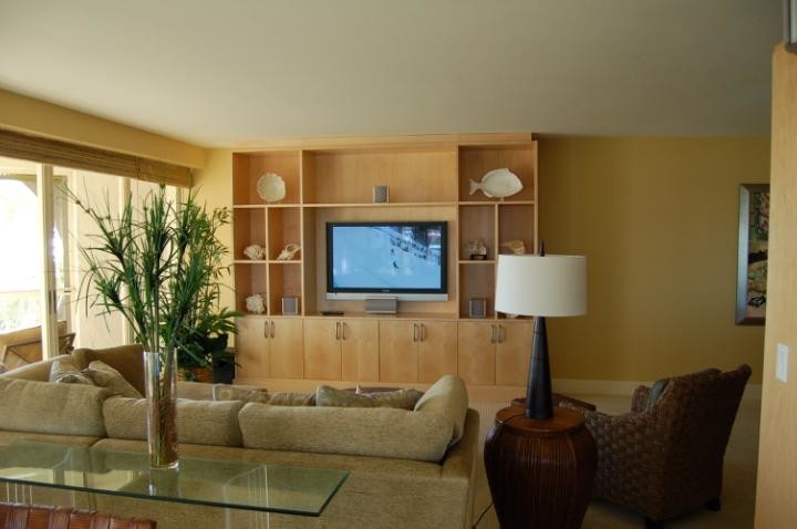 Example of a trendy living room design in Miami