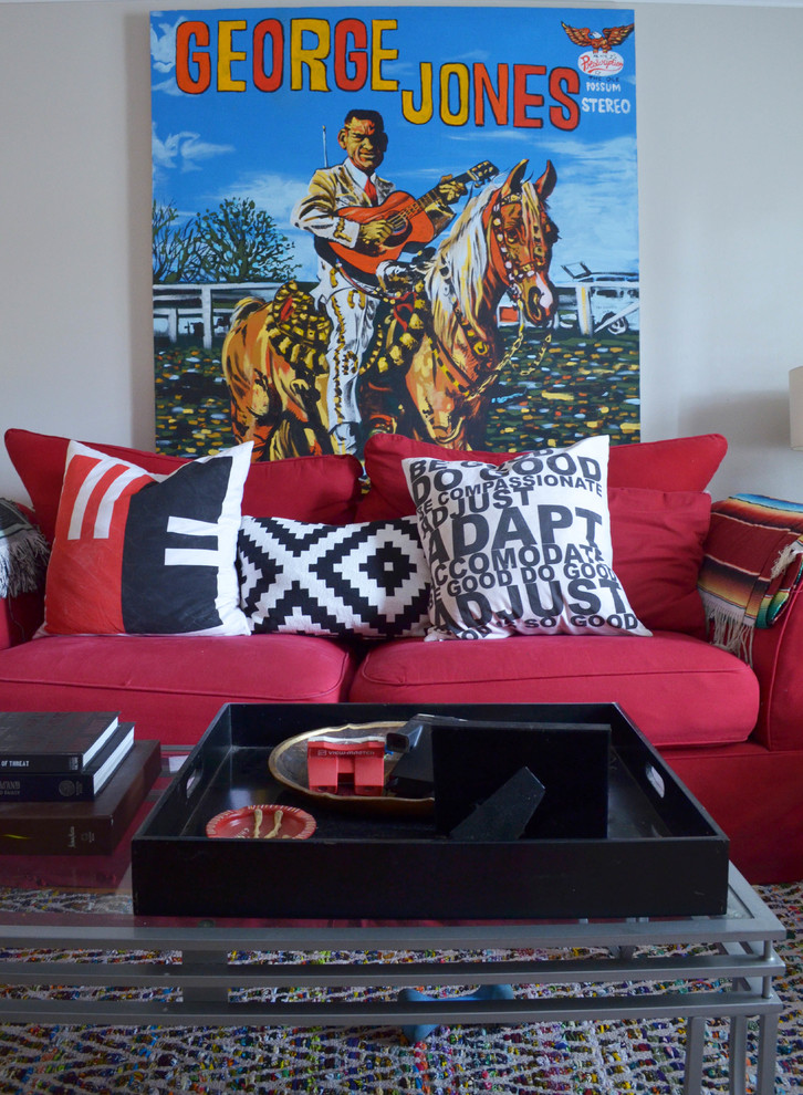 Example of an eclectic living room design in Dallas