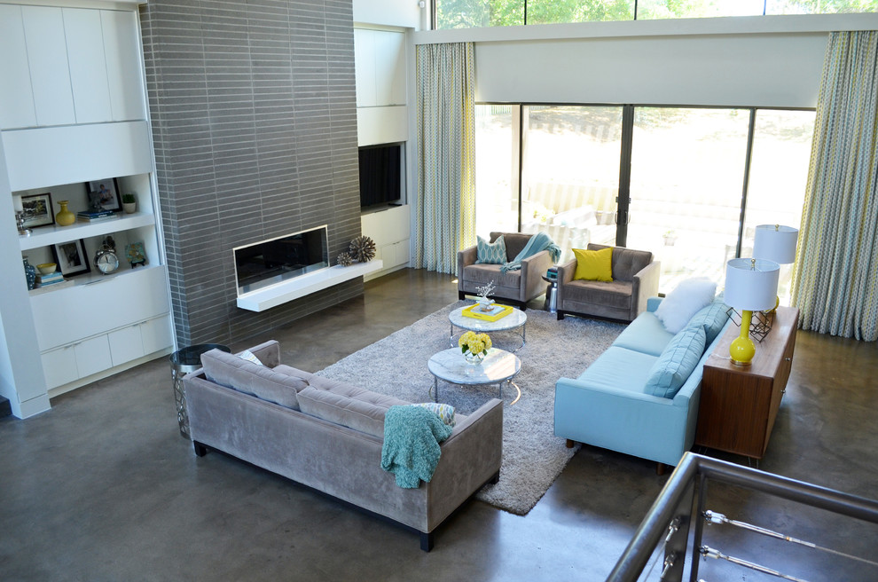 Example of a trendy living room design in Dallas