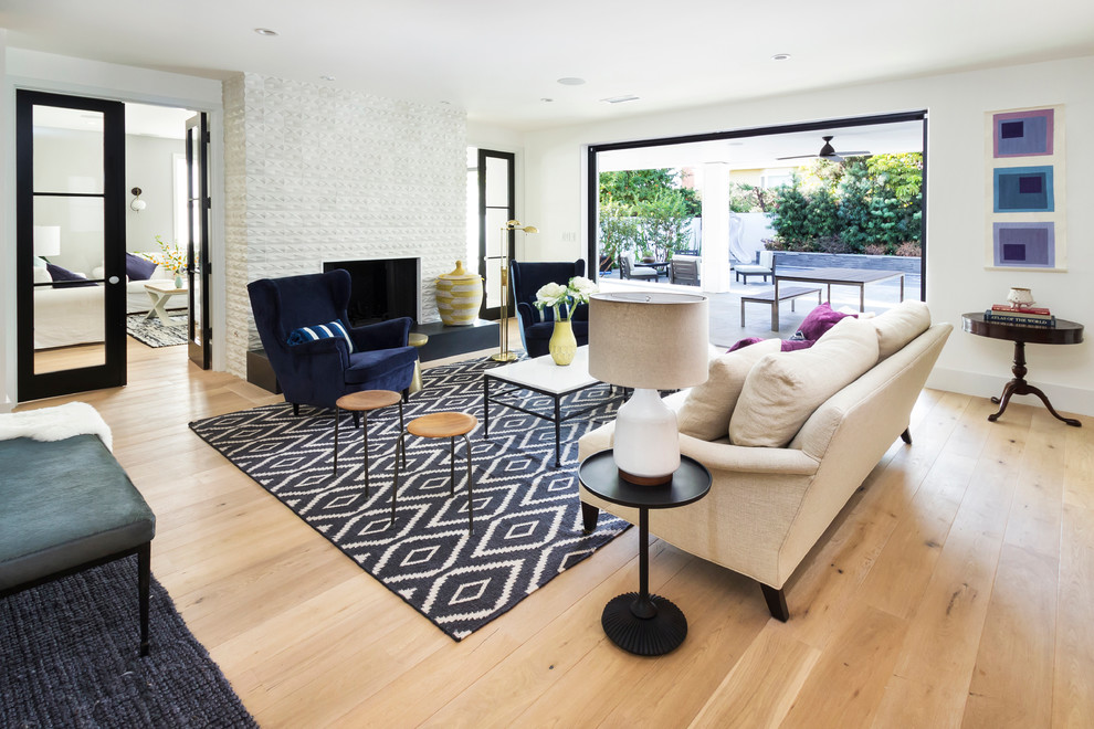 Inspiration for a transitional living room remodel in Los Angeles with white walls