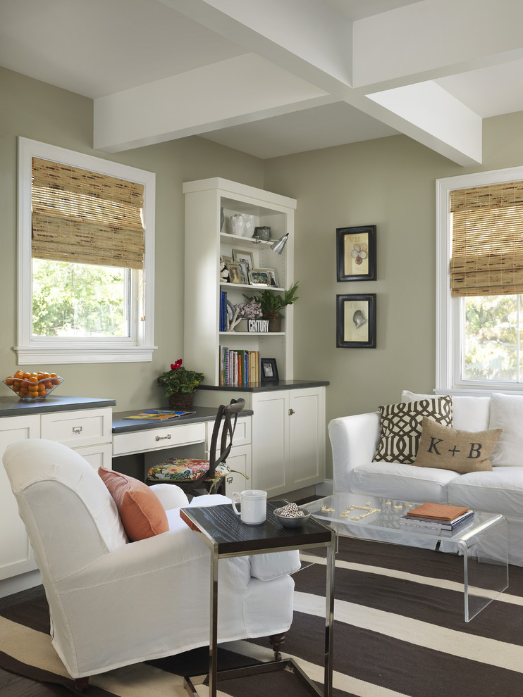 Inspiration for a transitional living room remodel in Providence with gray walls