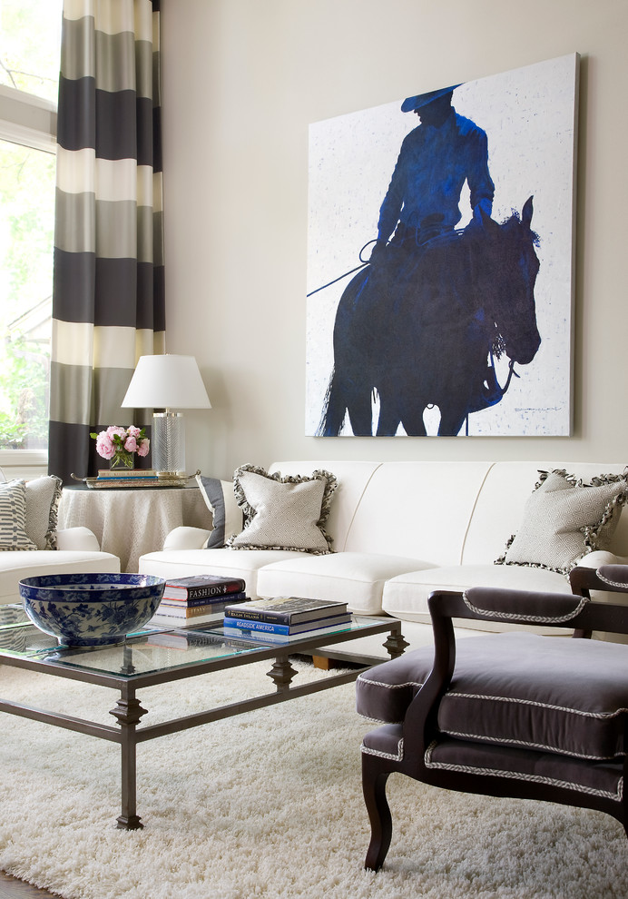 Inspiration for a transitional formal living room remodel in Denver with beige walls