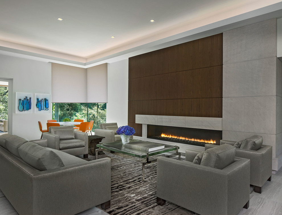 Inspiration for a contemporary living room remodel in Detroit
