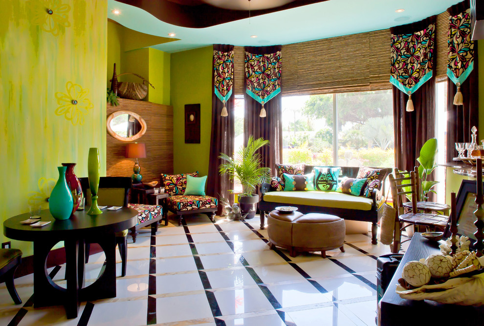 World-inspired living room in Miami.