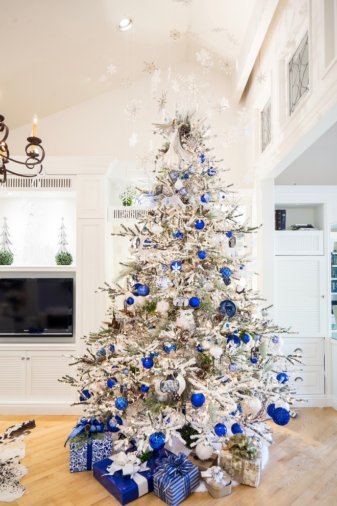Designers, White and Blue Christmas Tree - Transitional - Living Room ...