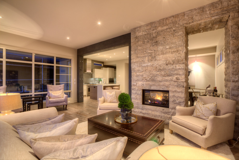 Living room - contemporary living room idea in Calgary