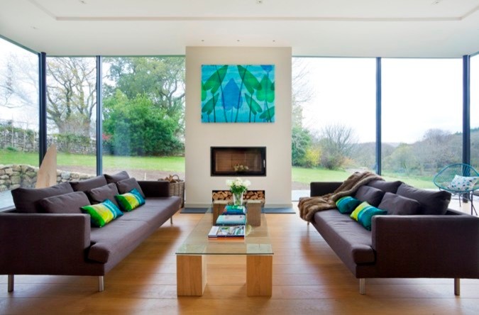 Contemporary living room in Devon.