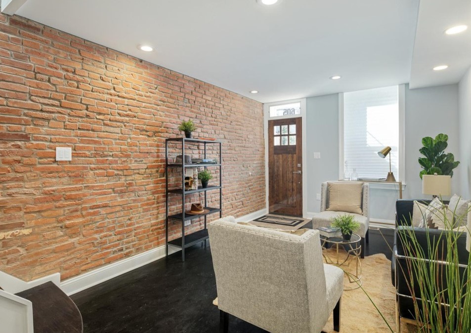 Dickinson Narrows Row Home Revival Modern Living Room