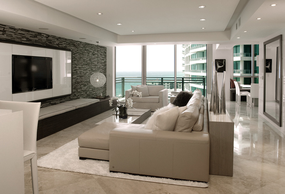Inspiration for a modern living room in Miami.
