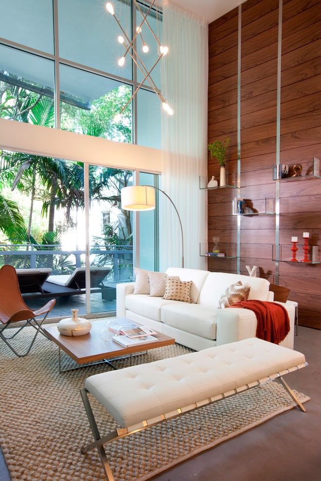 Living room - modern open concept living room idea in Miami