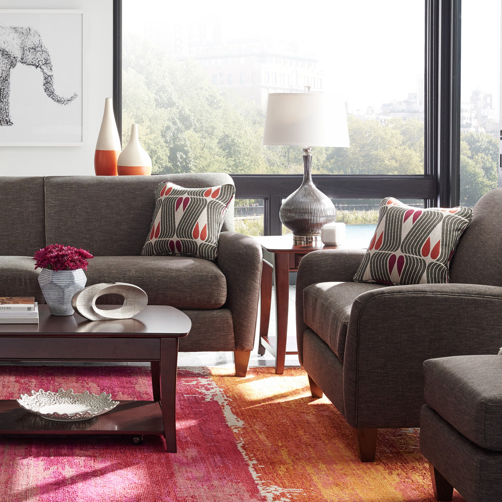 Inspiration for a contemporary living room remodel in Detroit