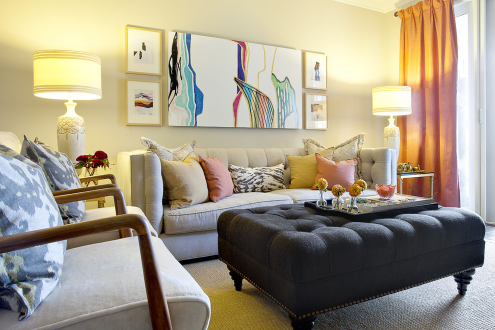 Example of a trendy living room design in Orange County with beige walls