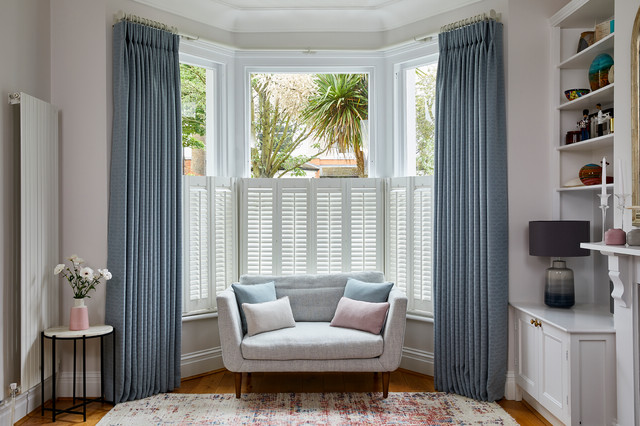 Double Pinch Pleat Curtains - Contemporary - Living Room - London - by  Village Blinds | Houzz