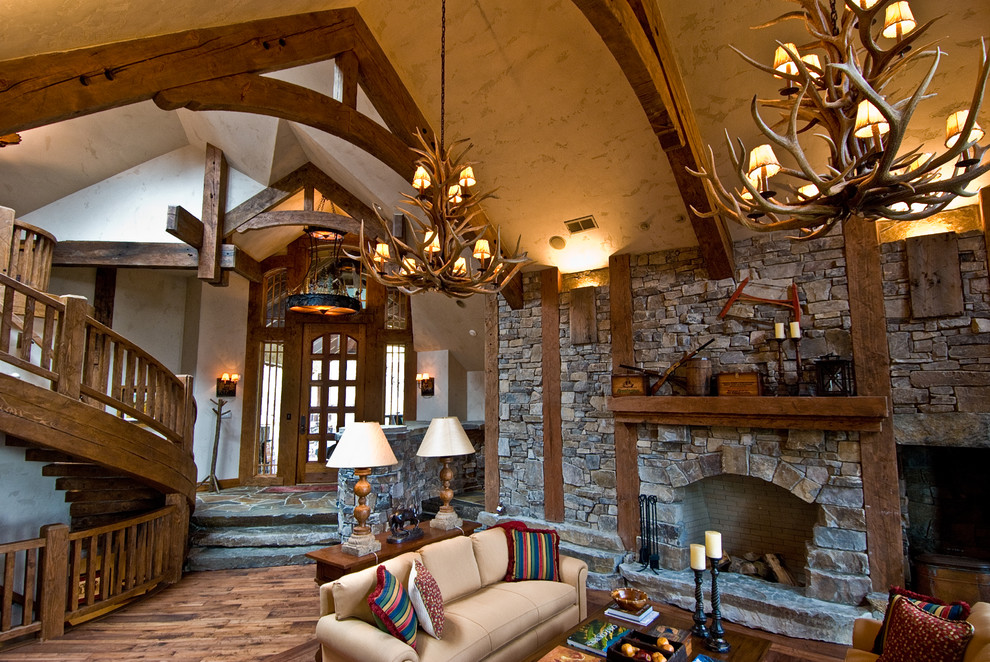 Douglas fir mantel - Rustic - Living Room - Salt Lake City - by ...