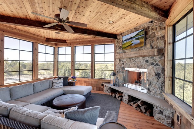 Dream Home Three Season Porch - Rustic - Living Room - Minneapolis - by  Divine Custom Homes | Houzz