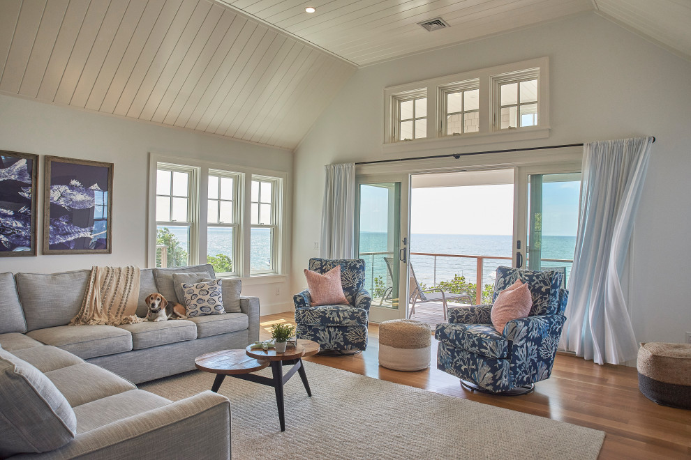 This is an example of a coastal living room in Boston.