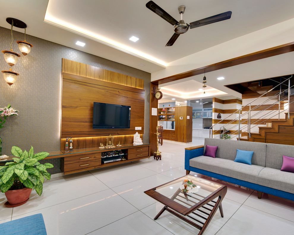 Example of an asian living room design in Other