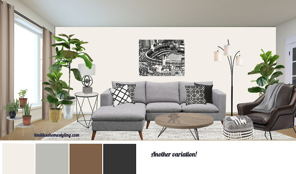 Design ideas for a large scandi enclosed living room in Toronto with white walls.