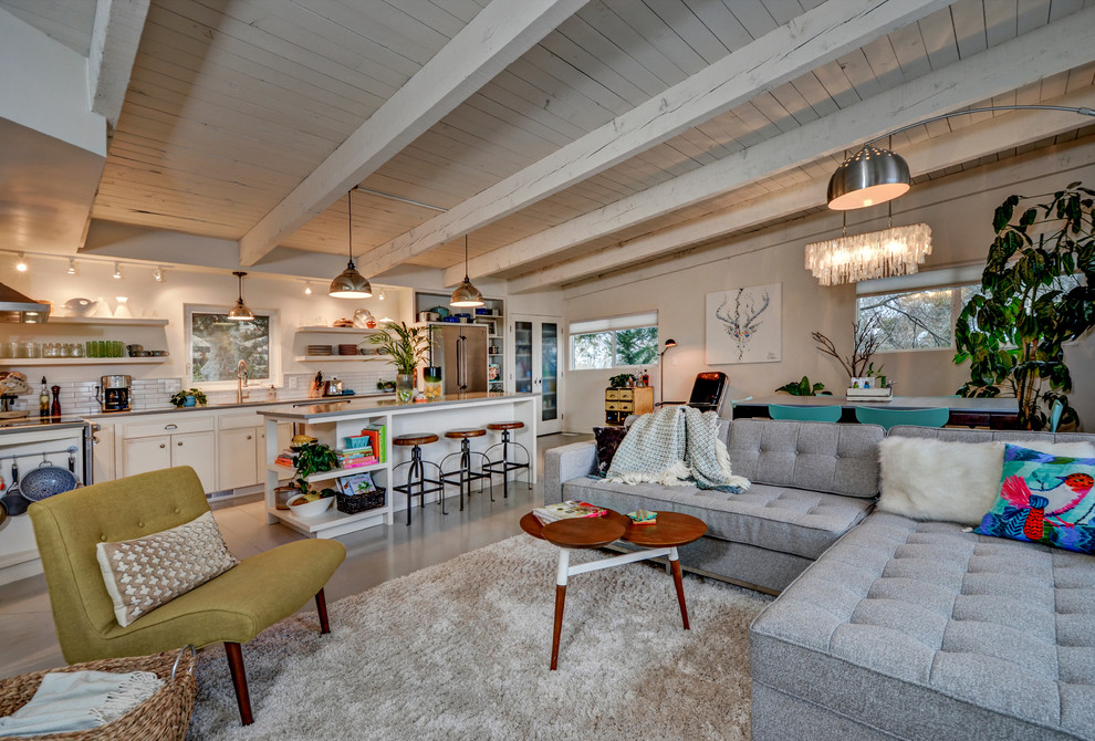 Design ideas for a medium sized modern open plan living room in Boise.