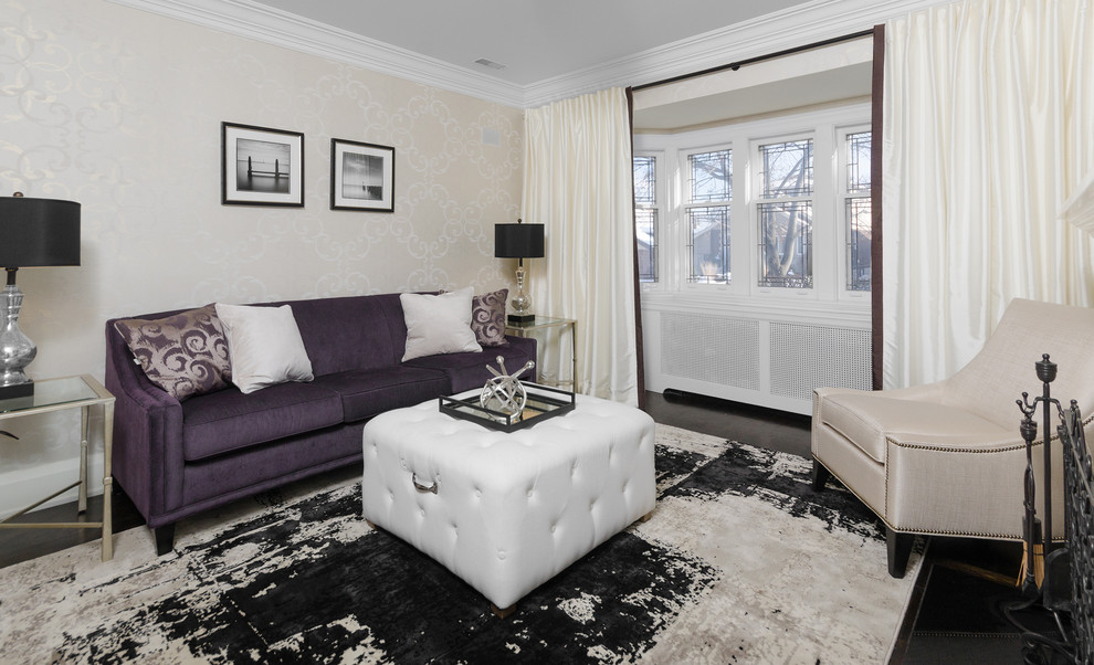 Living room - small contemporary formal and enclosed medium tone wood floor living room idea in Toronto