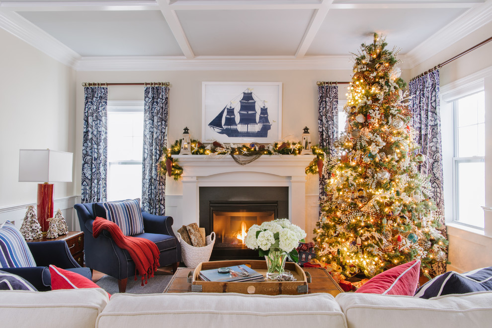 Easton Cottage: Home for the Holidays - Beach Style - Living Room - DC ...