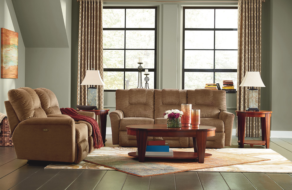 Easton LaZTime Full Reclining Sofa by LaZBoy shown in Moccasin