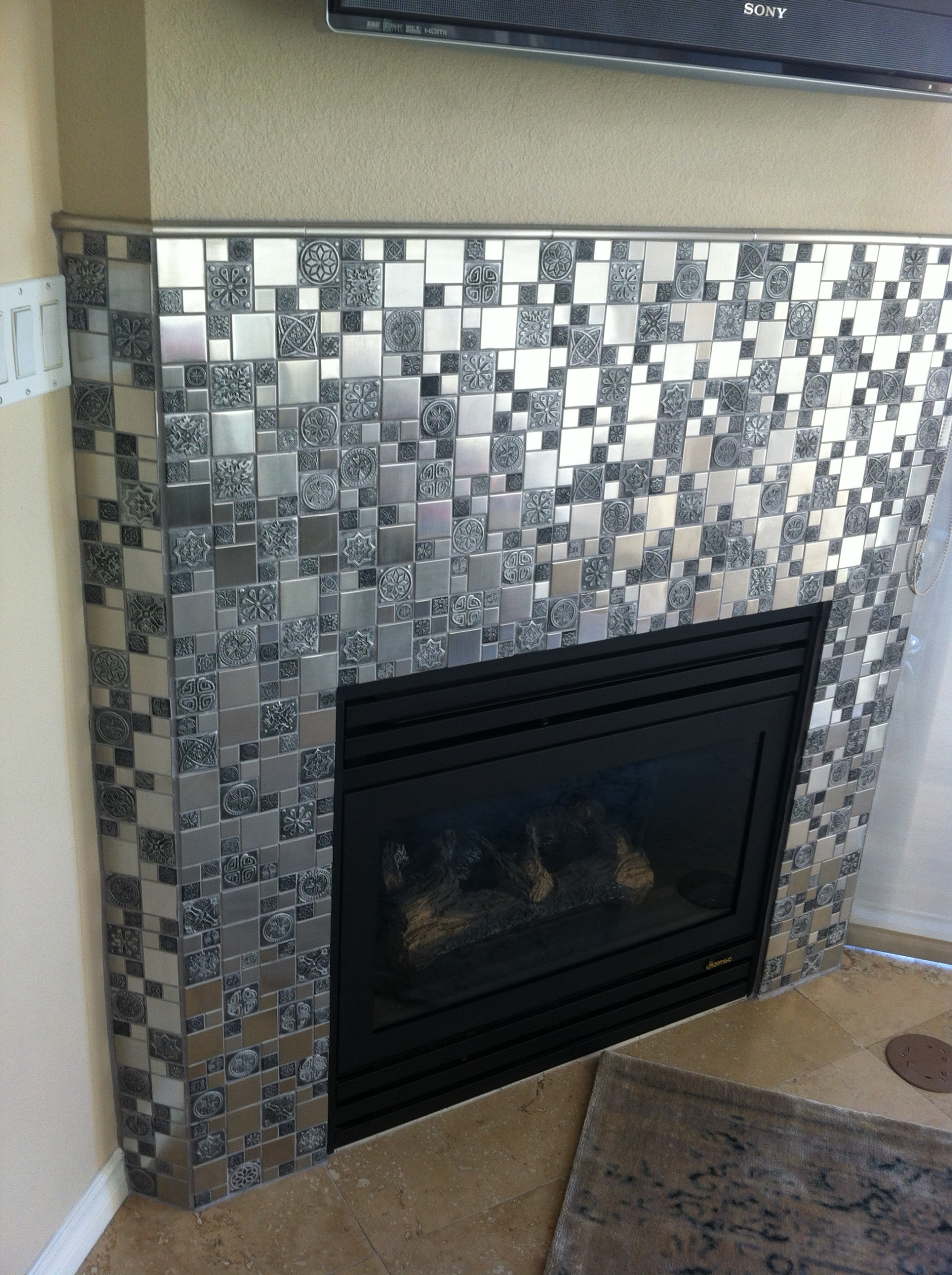 Mosaic Tile Fireplace Images I Am Chris   Eden Mosaic Tile Installations Roman Pattern Stainless Steel And Pewter Tile Eden Mosaic Tile Img~54713f72030df7b1 14 2416 1 D1462ae 