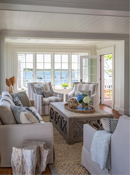 Inspiration for a nautical living room in Boston.