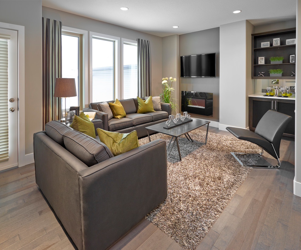 Contemporary living room in Edmonton.