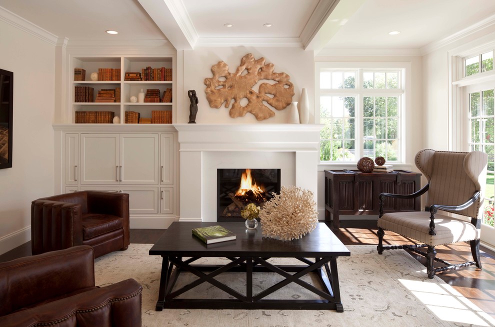 Inspiration for a medium sized contemporary enclosed living room in Minneapolis with a standard fireplace.