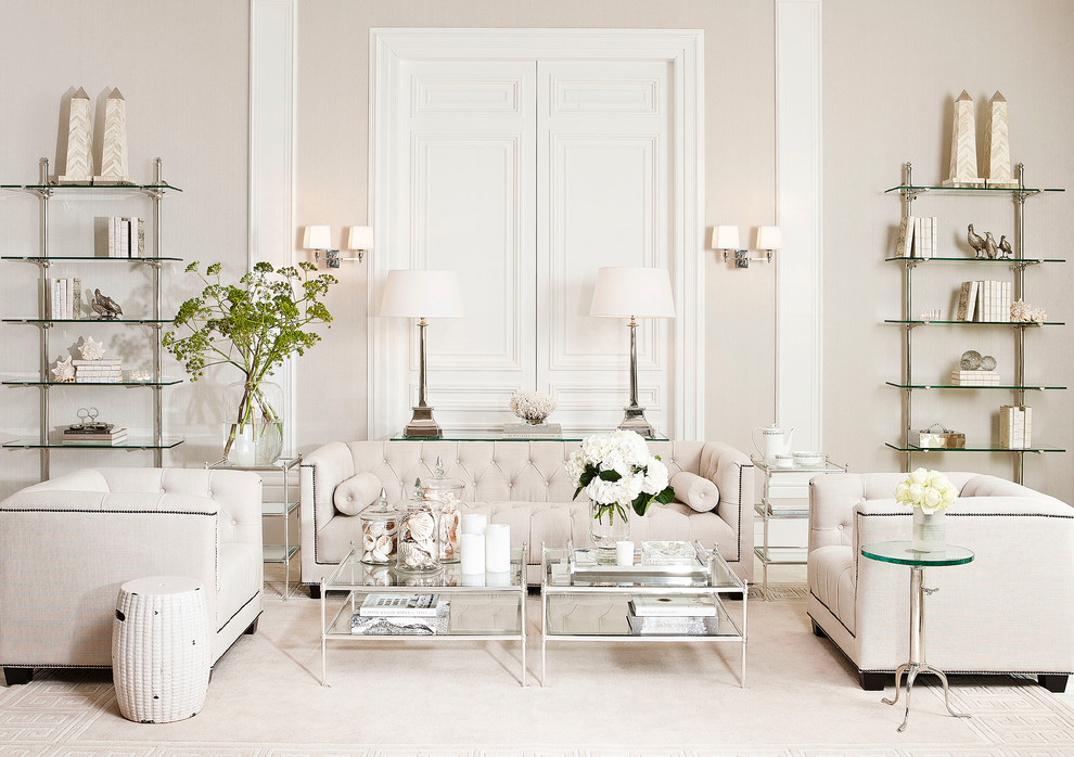 Photo of a traditional formal living room in Glasgow with beige walls.