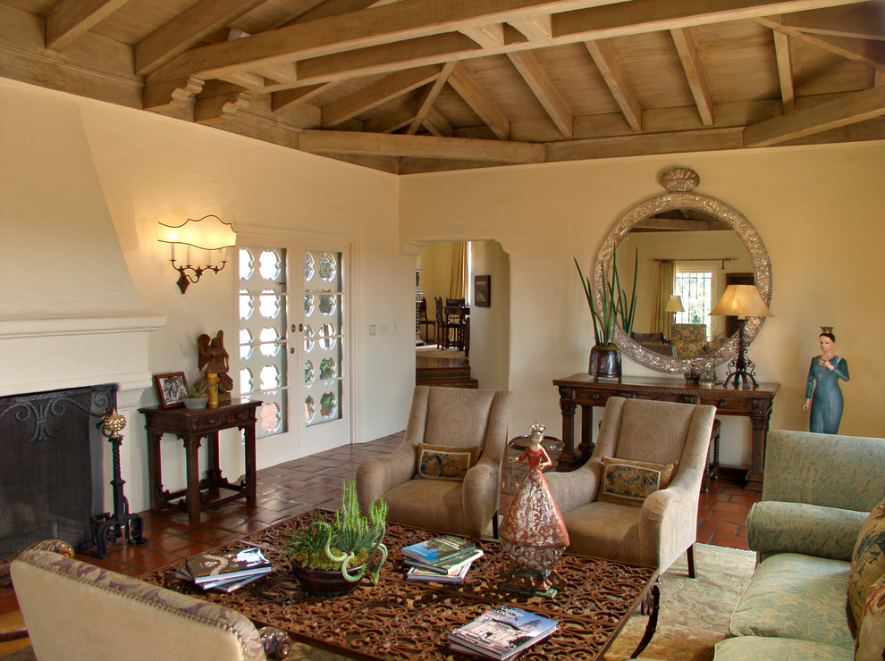 Tuscan living room photo in San Diego