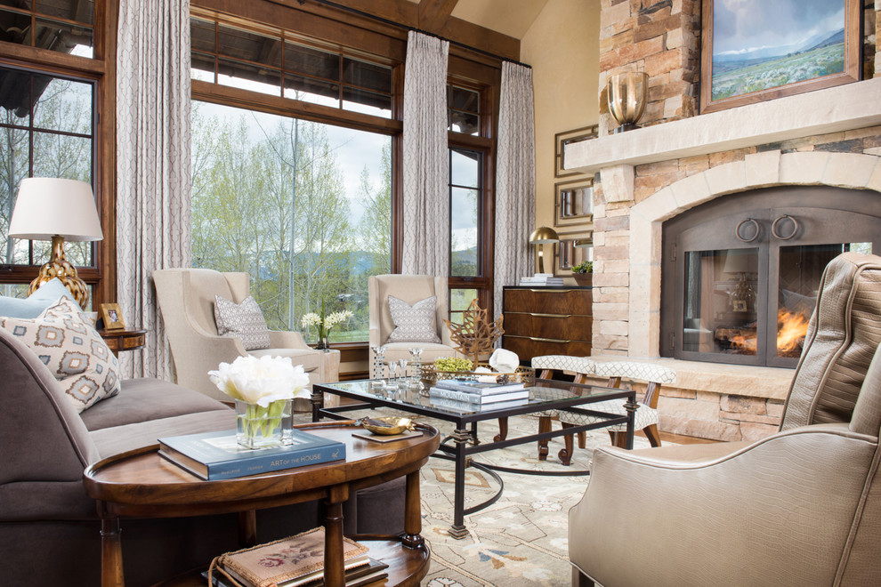 Photo of a rustic living room in Denver.