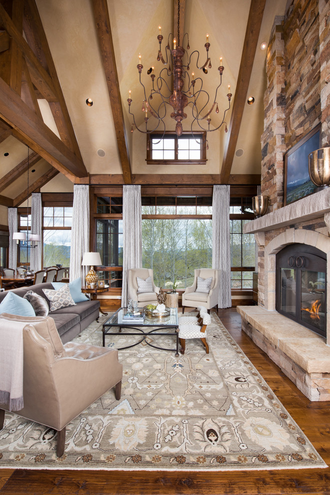 Elegant Alpine Retreat - Rustic - Living Room - Denver - by Katy Allen