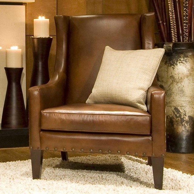 ELEMENTS Fine Home Furnishings Bristol Top Grain Leather Accent Chair -  Contemporary - Living Room - New York - by HOMELEMENT | Houzz UK