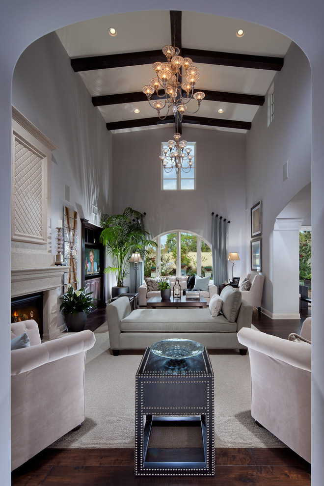 Photo of a contemporary living room in Denver with a standard fireplace.