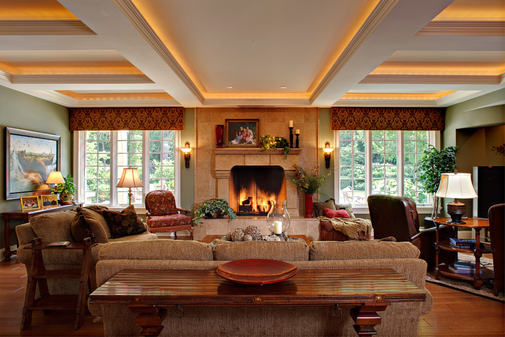 English Country Manor Family Room Traditional Living Room