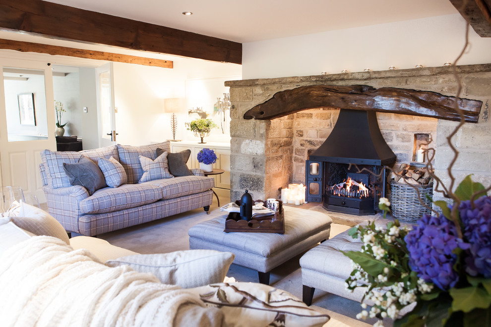 Example of a farmhouse living room design in Other