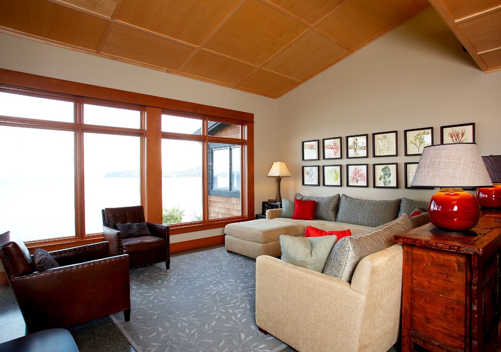 Design ideas for a contemporary living room in Seattle.