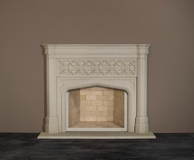 English/ Tudor Fireplace Mantel Styles Mediterranean Living Room