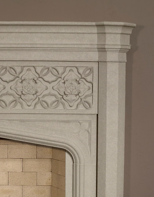 English/ Tudor Fireplace Mantel Styles Salon Oklahoma City par